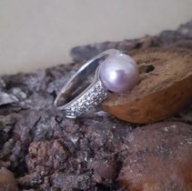 Silberring mit echter Perle