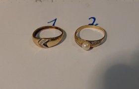 2 Goldringe 585 er Gold 5,9 Gramm Goldring 19,8 mm Diamant Perle